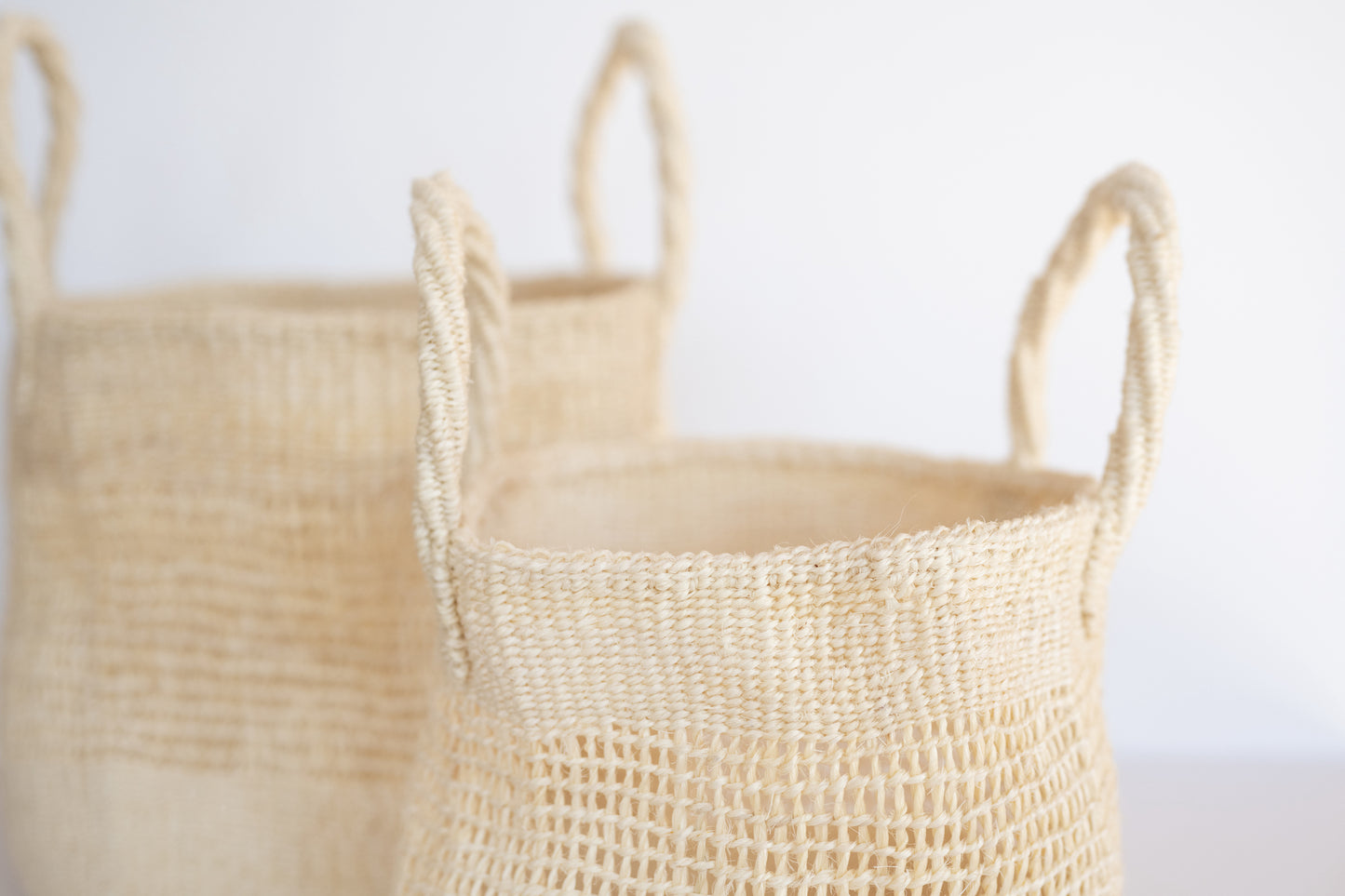 Handled Open Weave Basket - Natural