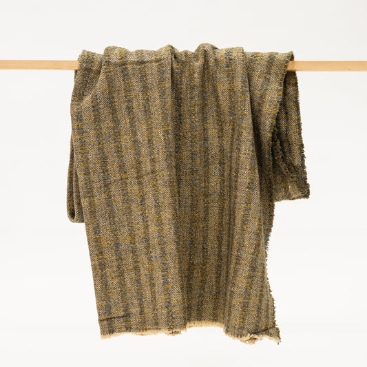 olive and brown woven herringbone pattern throw blanket
