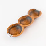 Three Well Serving Bowl - Olive Wood Dish