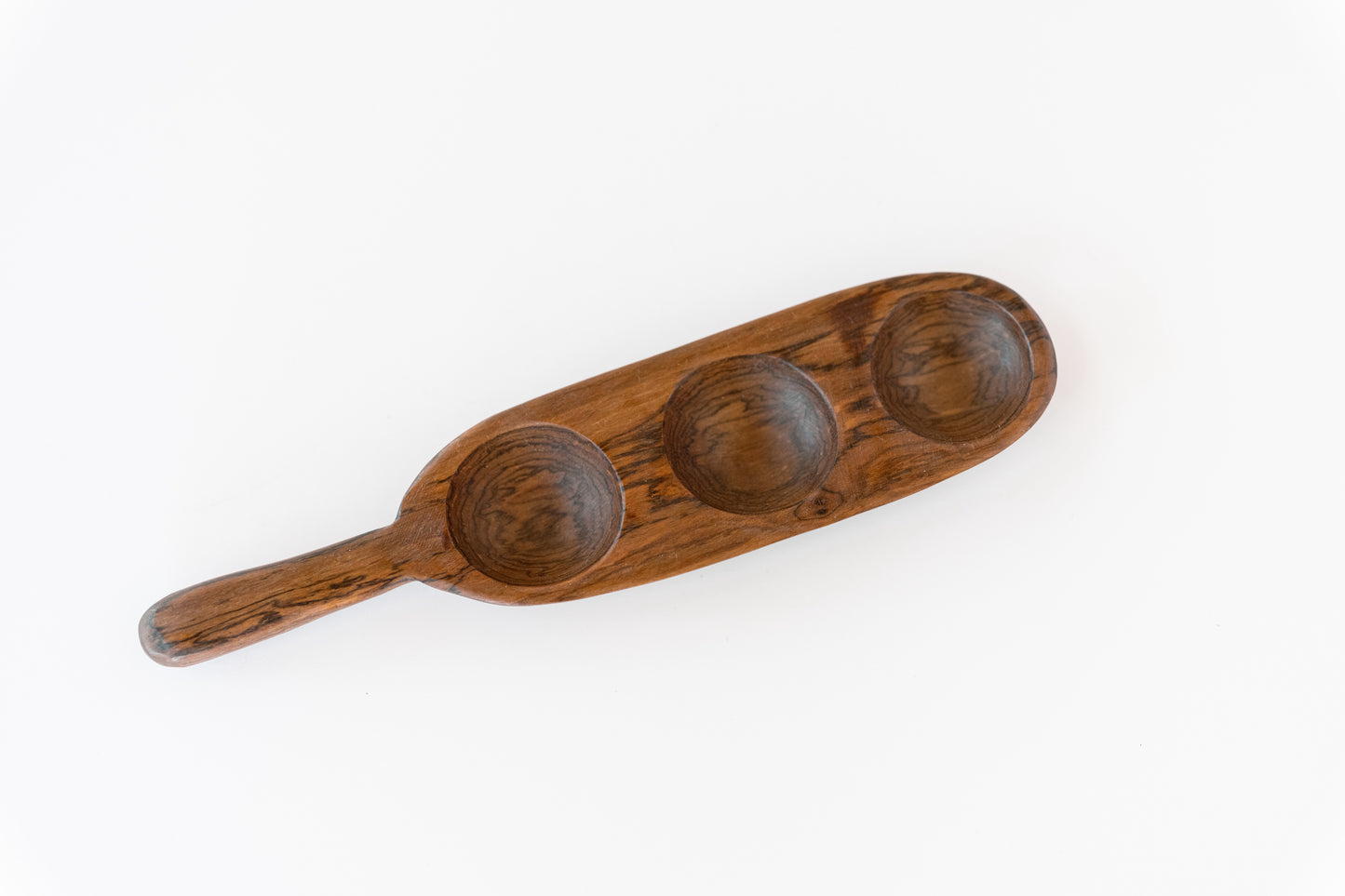 Triple Well Serving Tray - Olive Wood Dish