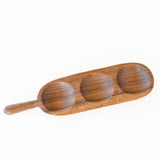 Triple Well Serving Tray - Olive Wood Dish
