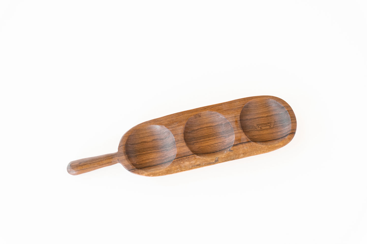 Triple Well Serving Tray - Olive Wood Dish