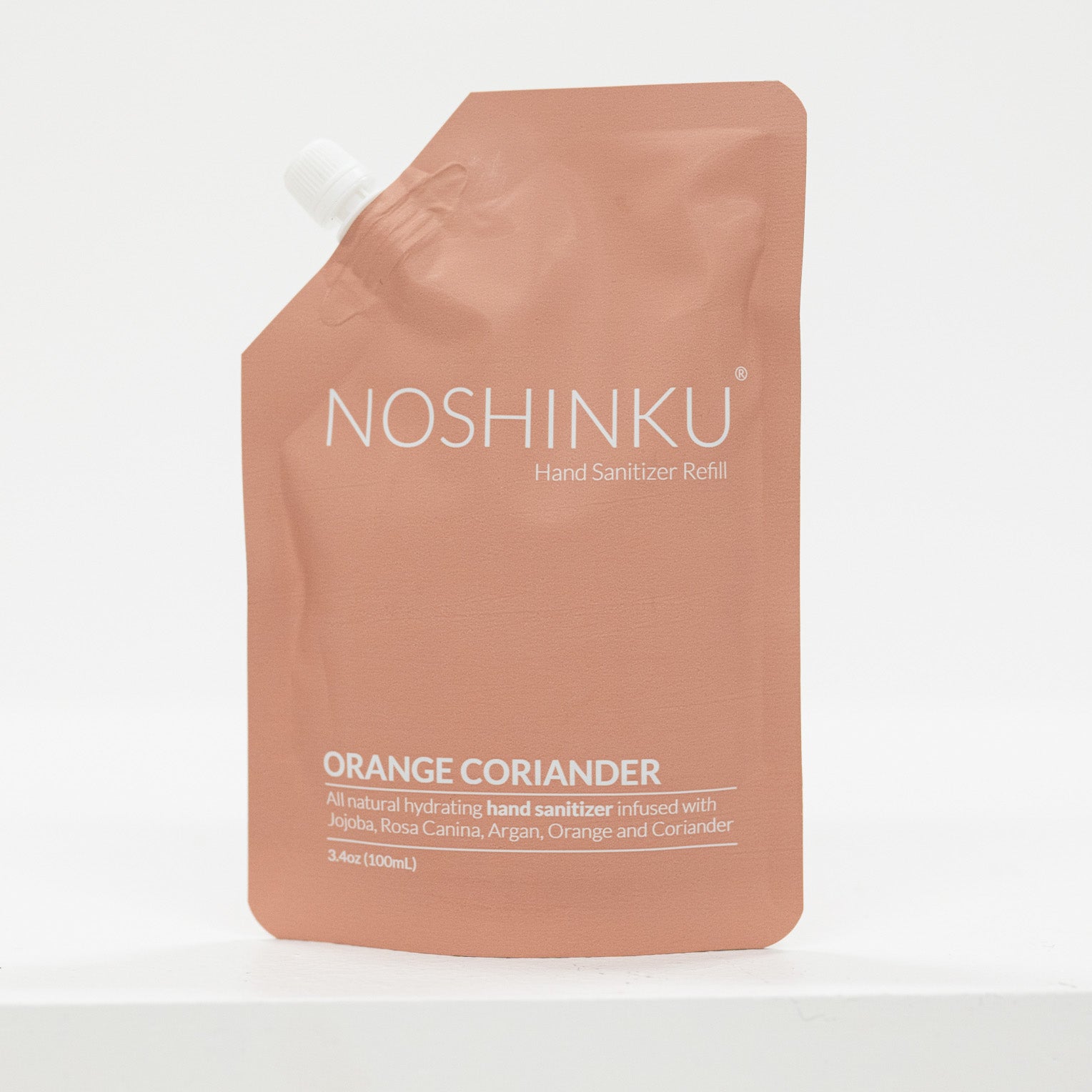 Noshinku hand sanitizer refill pouch on a white background