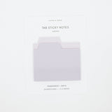 A package of orchid-colored tab sticky notes on a clean white background. The packaging features a graphic of the translucent, matte sticky note with a tab on the left, labeled 'CLOTH & PAPER TAB STICKY NOTES ORCHID'.