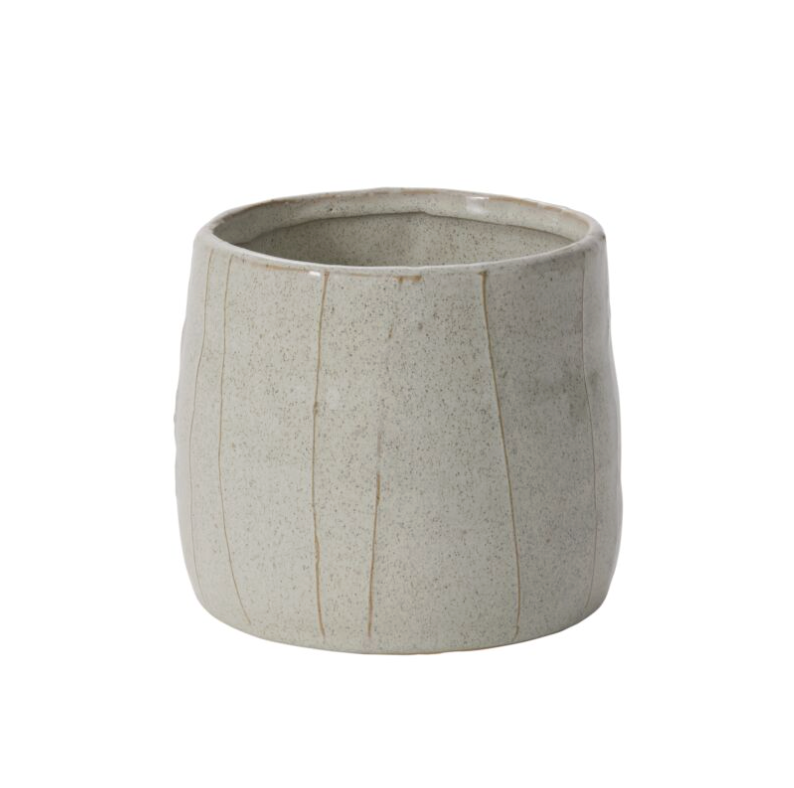 organic tapered off white flower pot