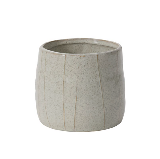 organic tapered off white flower pot
