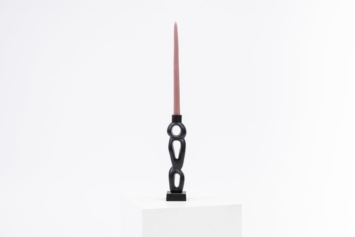 Organic Black Candlestick - Sculptural Candle Taper Holder