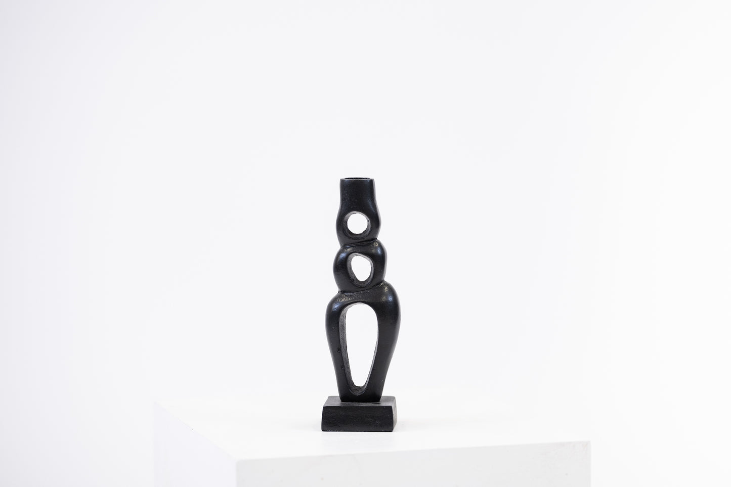 Organic Black Candlestick - Sculptural Candle Taper Holder