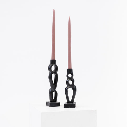 Organic Black Candlestick - Sculptural Candle Taper Holder