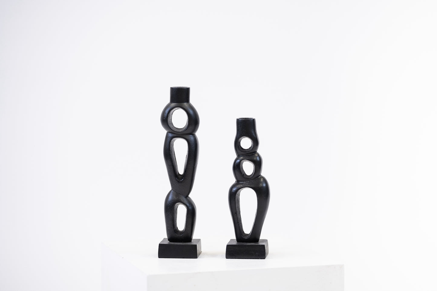 Organic Black Candlestick - Sculptural Candle Taper Holder