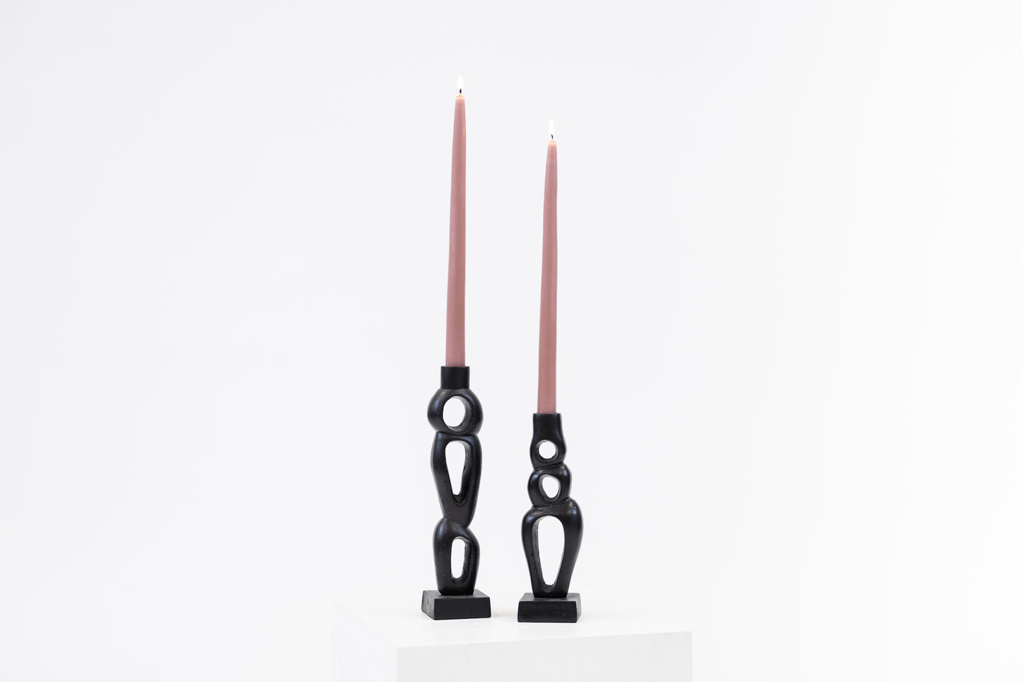 Organic Black Candlestick - Sculptural Candle Taper Holder