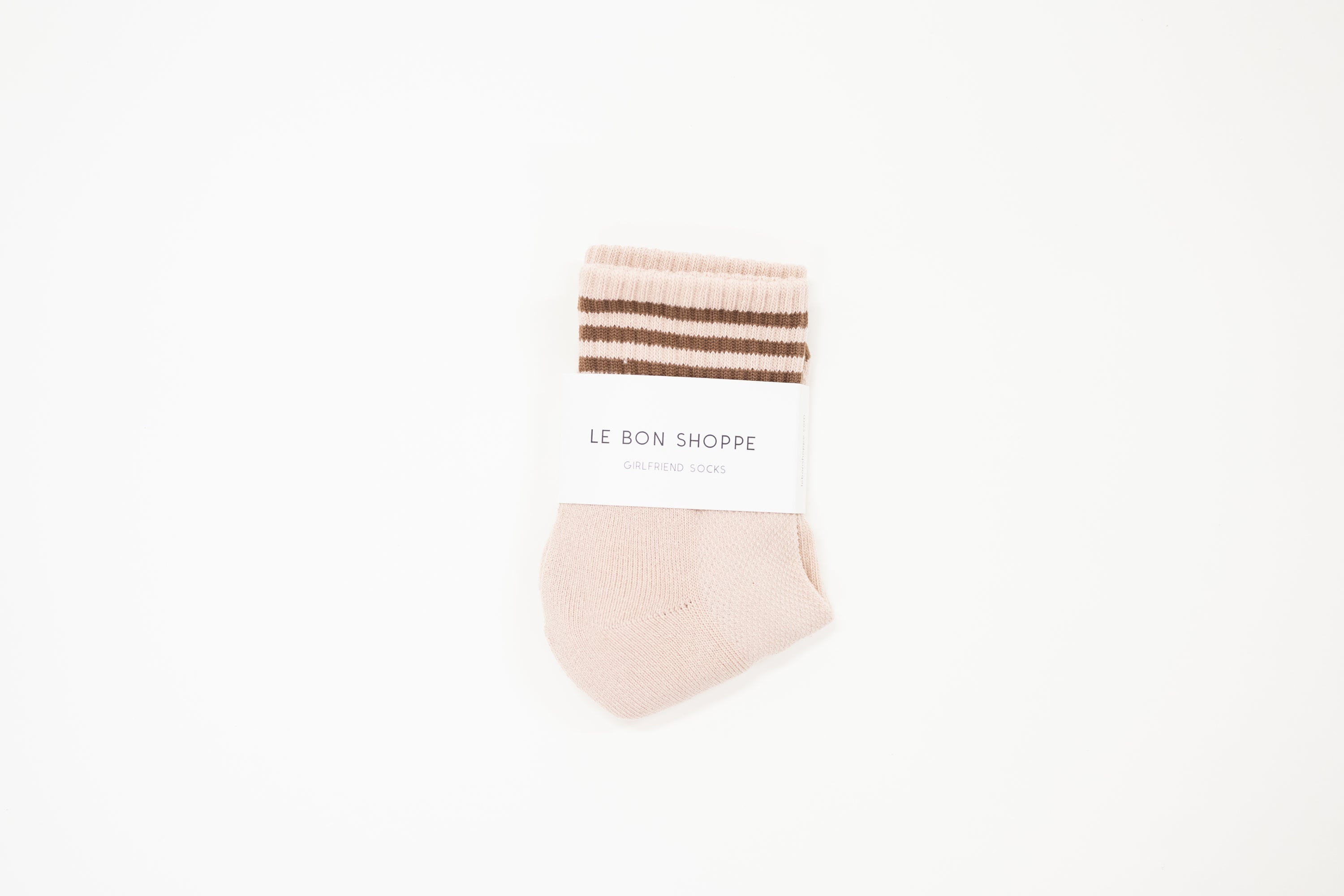 Light pink shorter crew girlfriend sock.