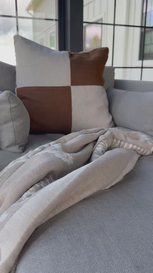 cream and beige turkish cotton soft throw blanket