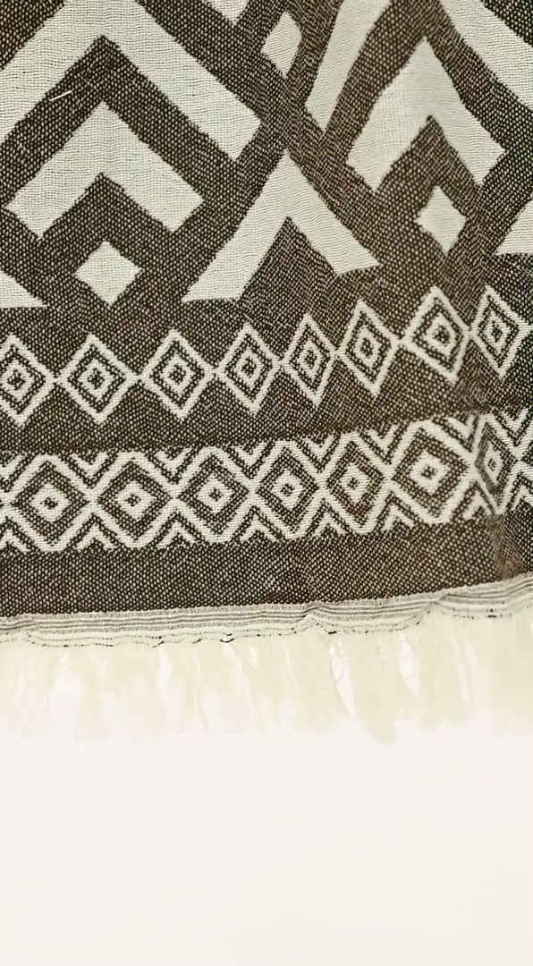 soft brown and cream diamond pattern throw blanket