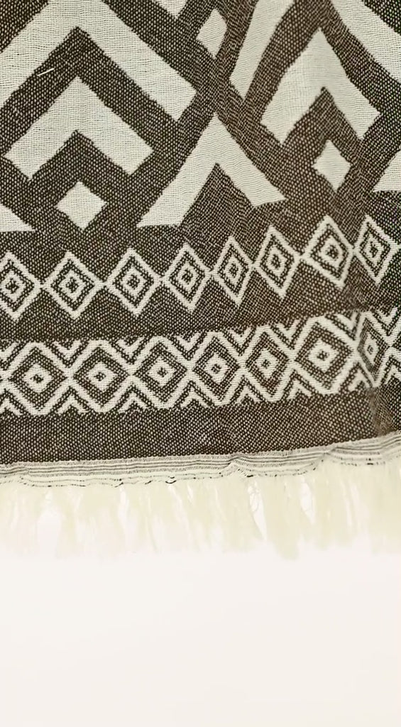 soft brown and cream diamond pattern throw blanket