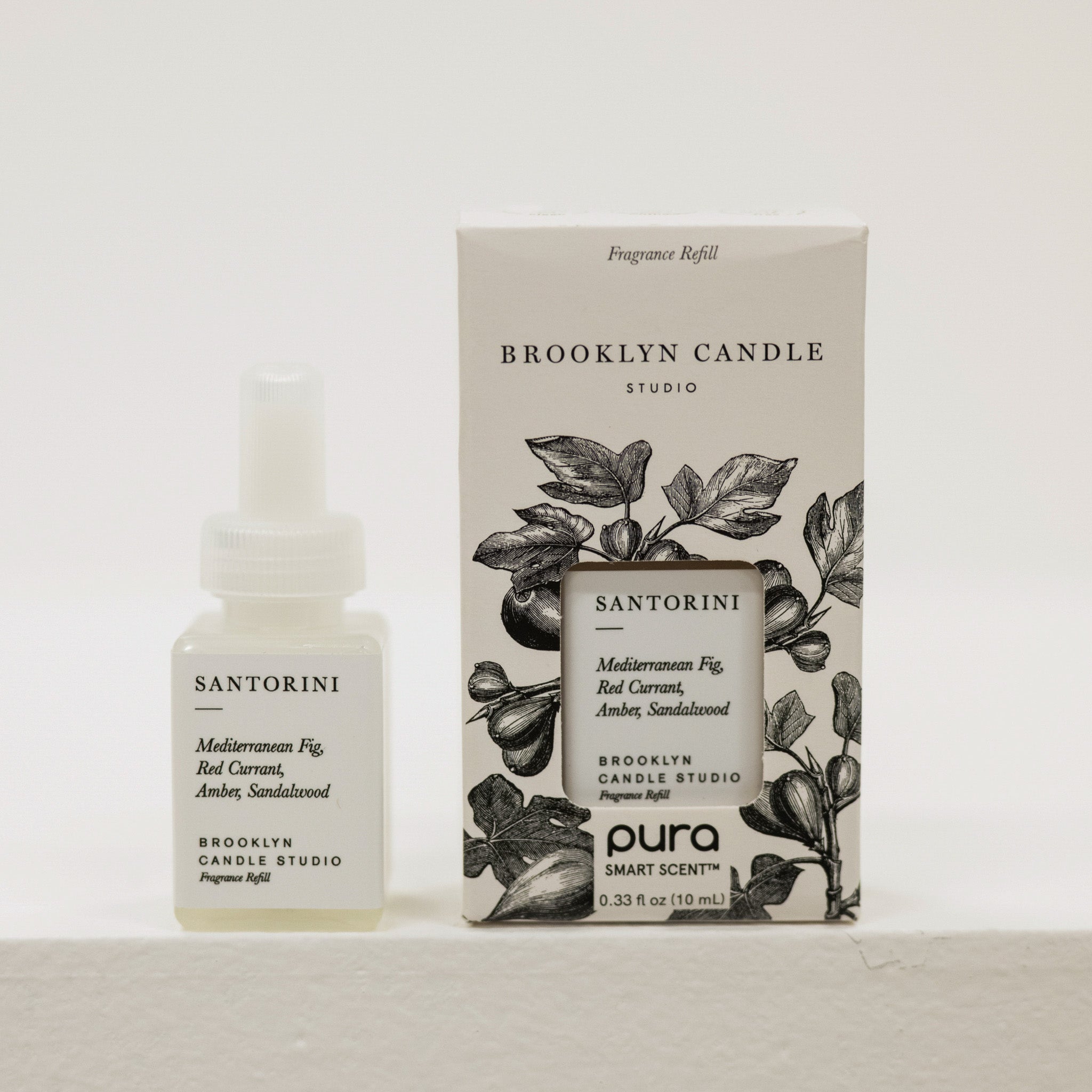 Brooklyn Candle Studio Santorini fragrance refill bottle and packaging on a white background