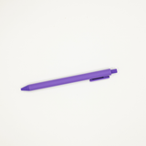 Purple pen on a white background