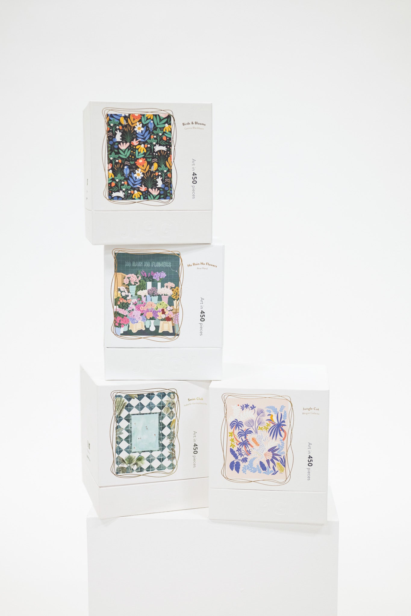 Set of puzzle kits on a white background
