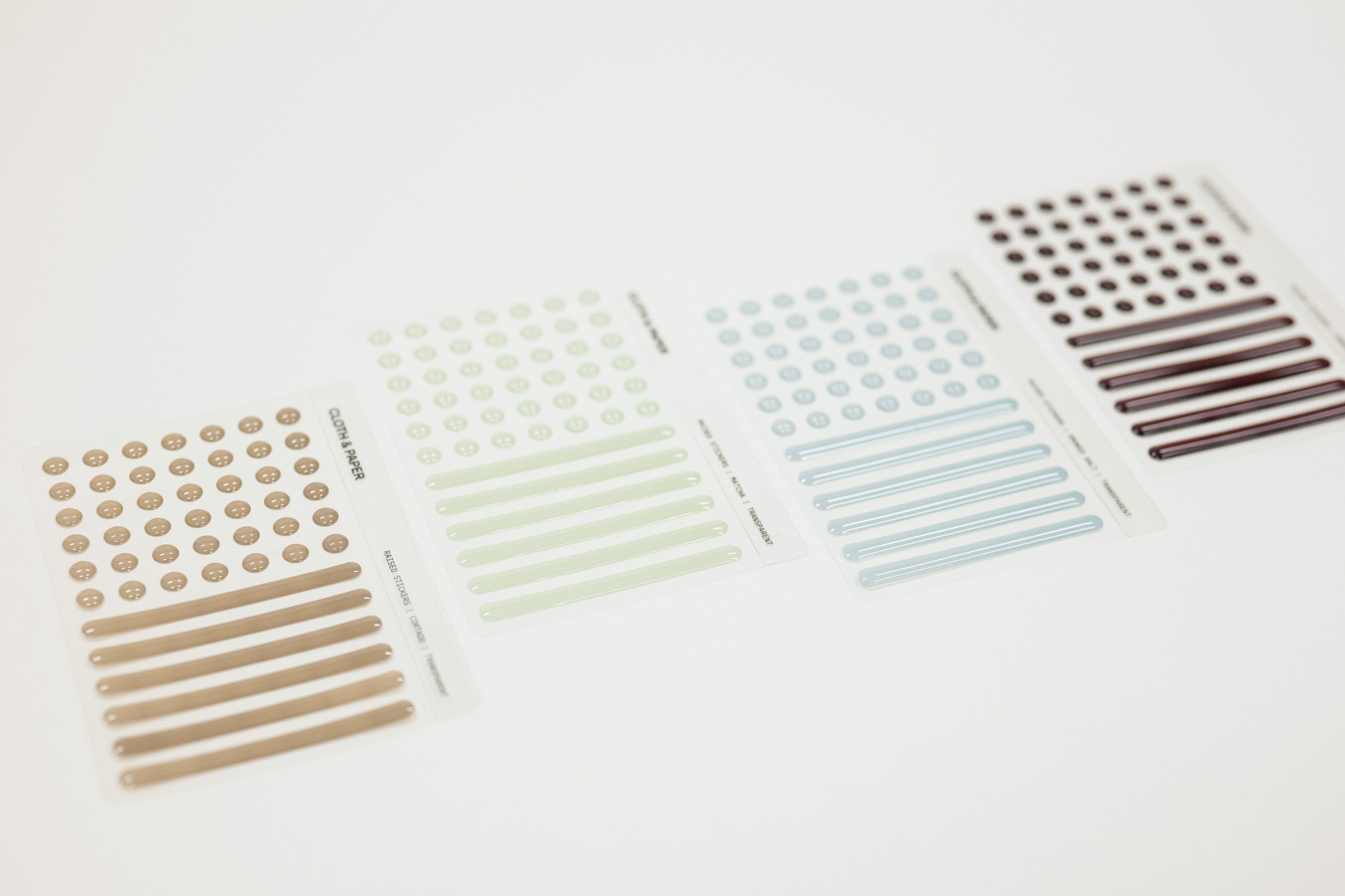 Set of raised stickers on a white background