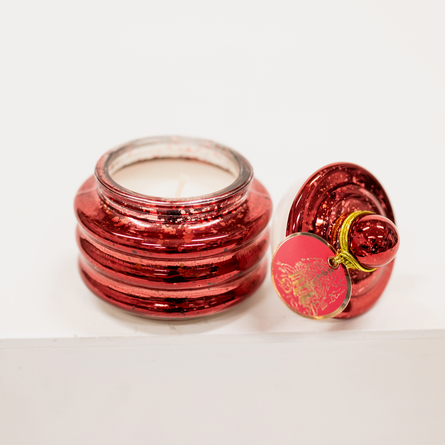 red mercury glass christmas candle