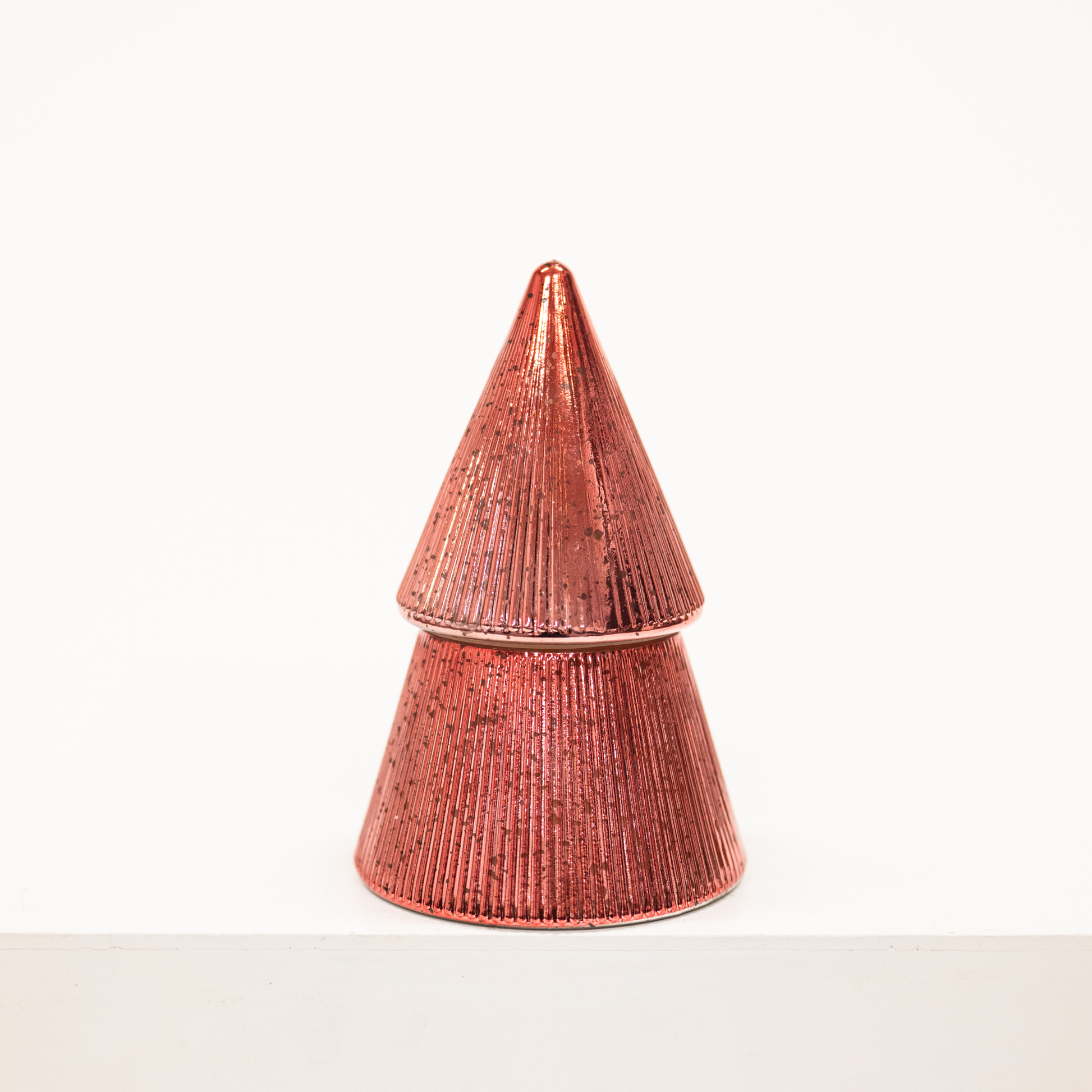 red mercury glass tree shaped christmas candle