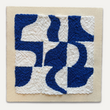royal blue and cream abstract pattern punch needle kit