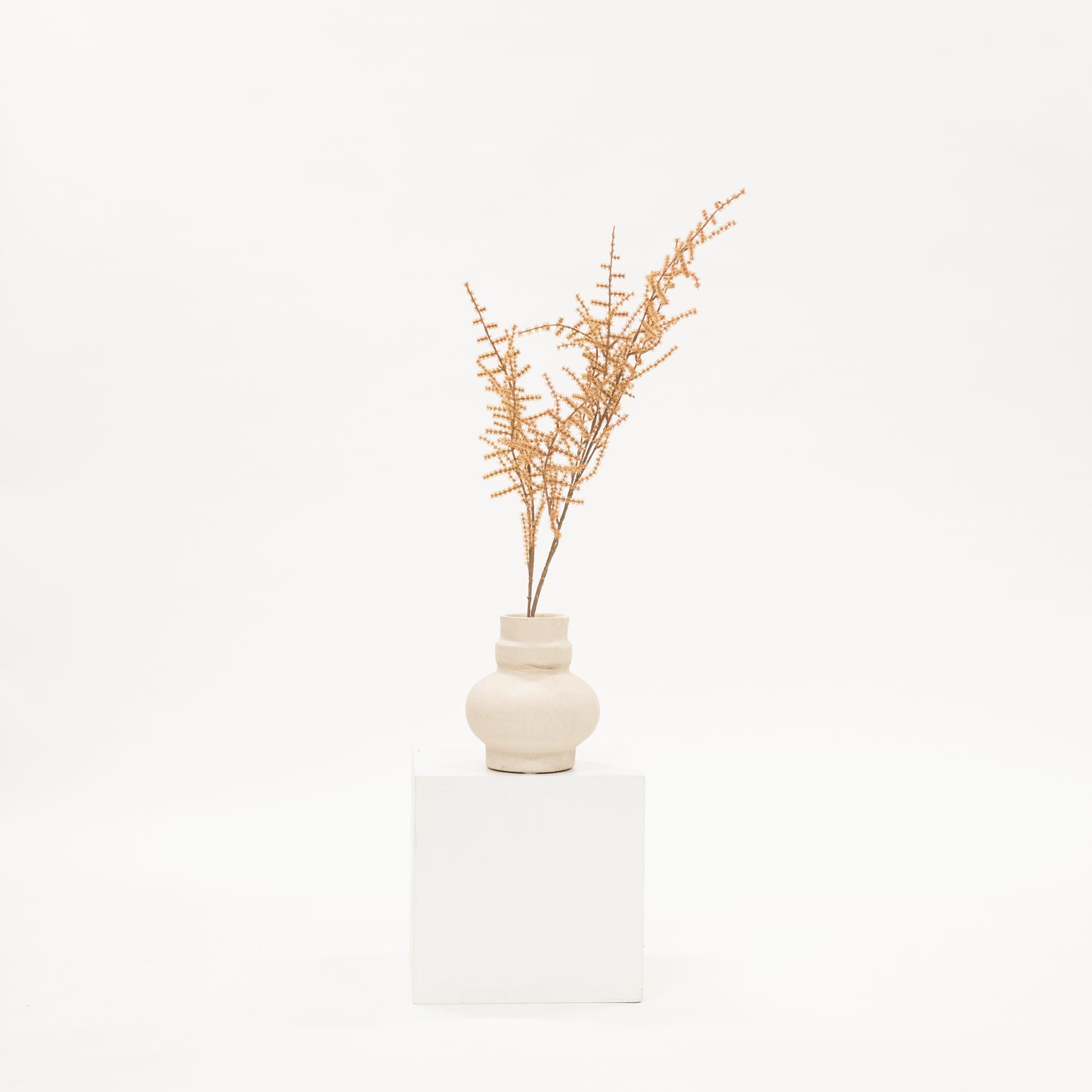 a tall fall faux stem, rusty brown color asparagus fern