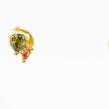 stud earrings with a pair of CZ stones in sage and champagne