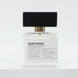 Perfume bottle labeled 'Santorini' on a white background