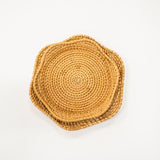 scalloped edge woven rattan tray for decorating
