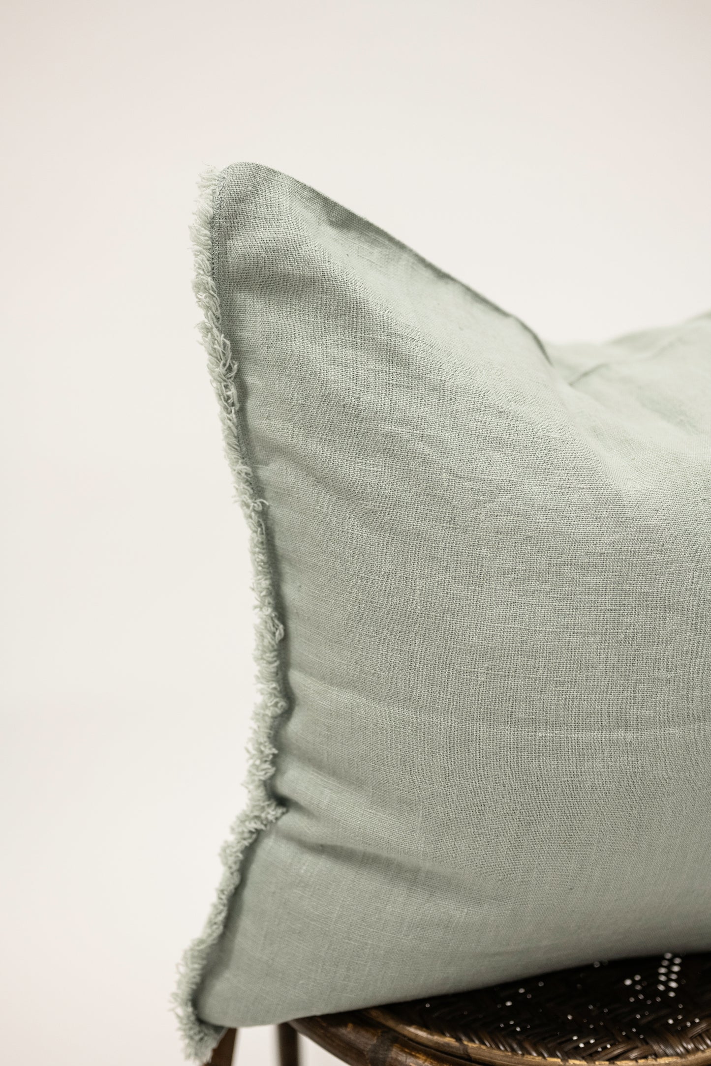 Sea Green Linen Fringe Pillow