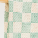 Seafoam Blue Checkerboard Microfiber Kitchen Towel