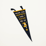 navy and yellow pennant with motivational quote from hamilton