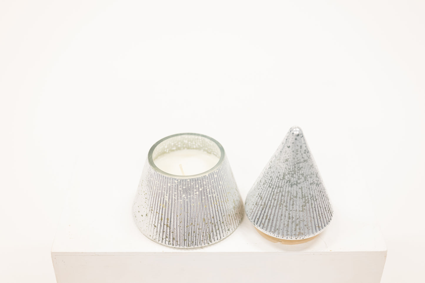 silver mercury glass tree shaped christmas candle