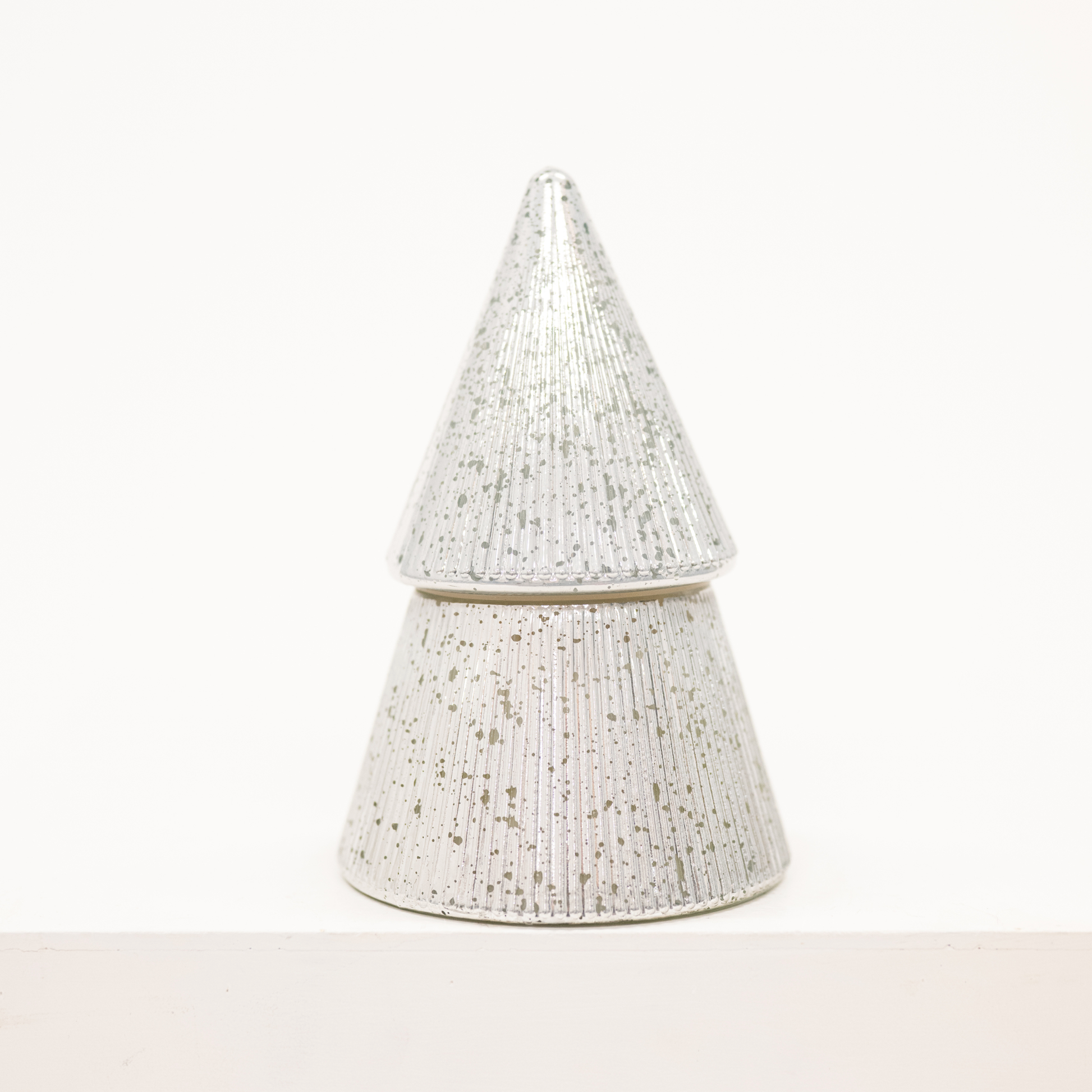 silver mercury glass tree shaped christmas candle