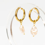 Single Pearl Hoop Earrings