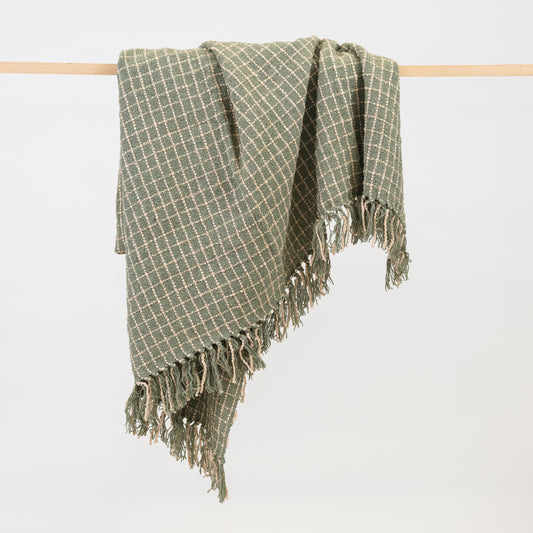 Sage Ivory Checked Throw