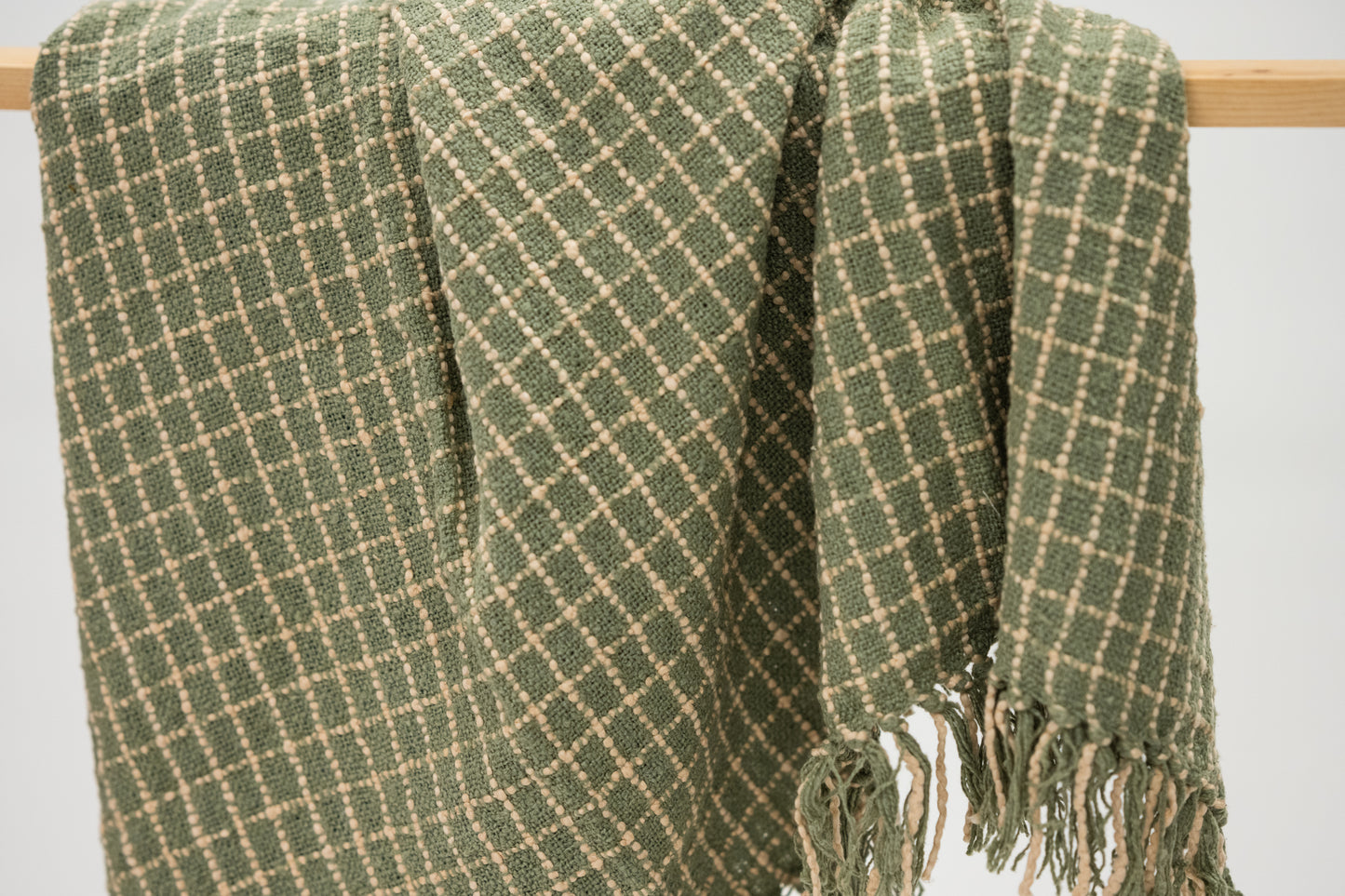 Sage Ivory Checked Throw