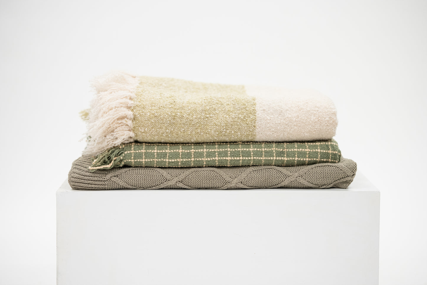 Sage Ivory Checked Throw