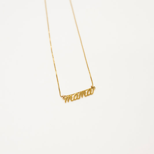 Mama Necklace in Gold Script