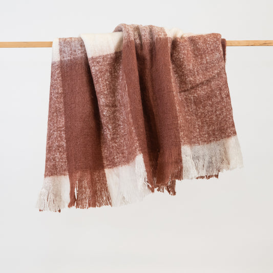 Terracotta Faux Mohair Throw