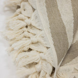 Close-up of a beach towel with tassels on a white background