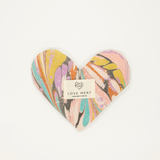 Heart-shaped product with a colorful design and 'LOVE MERT' label on a white background