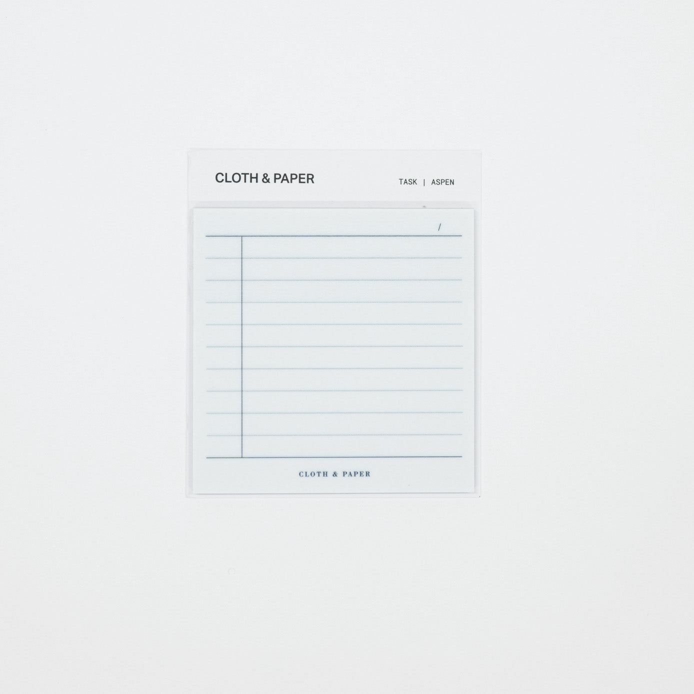 A single lined notepad sheet labeled 'CLOTH & PAPER' on a plain white background.
