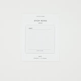 Sticky notes with text on a white background
