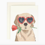 valentine puppy with rose on greeting card