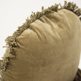 Olive Velvet Round Pillow 23"