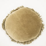 Olive Velvet Round Pillow 23"