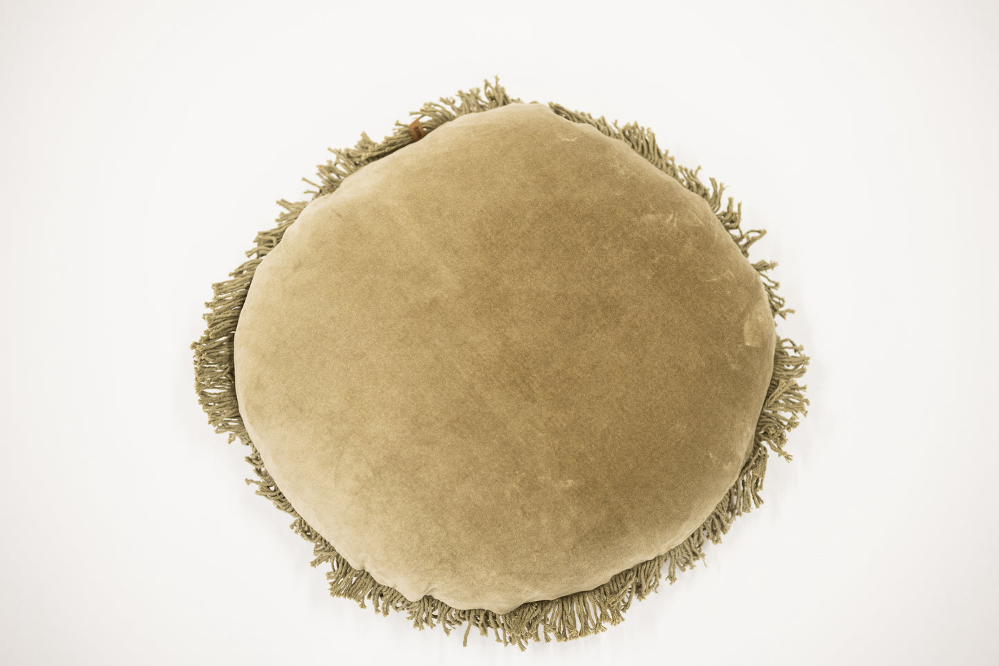 Olive Velvet Round Pillow 23"