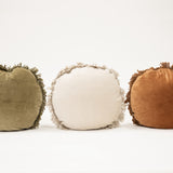 Olive Velvet Round Pillow 23"